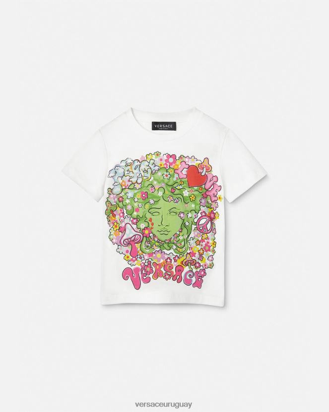 Versace camiseta medusa "paz y amor" niños blanco y estampado ropa H88R0H2002