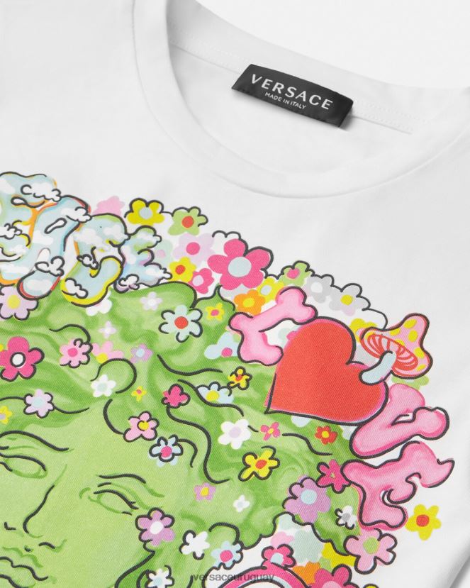 Versace camiseta medusa \"paz y amor\" niños blanco y estampado ropa H88R0H2002