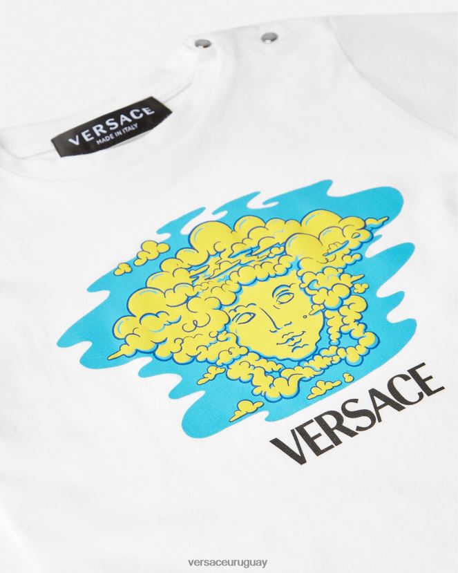 Versace camiseta para bebé con logo de medusa niños blanco y estampado ropa H88R0H1914