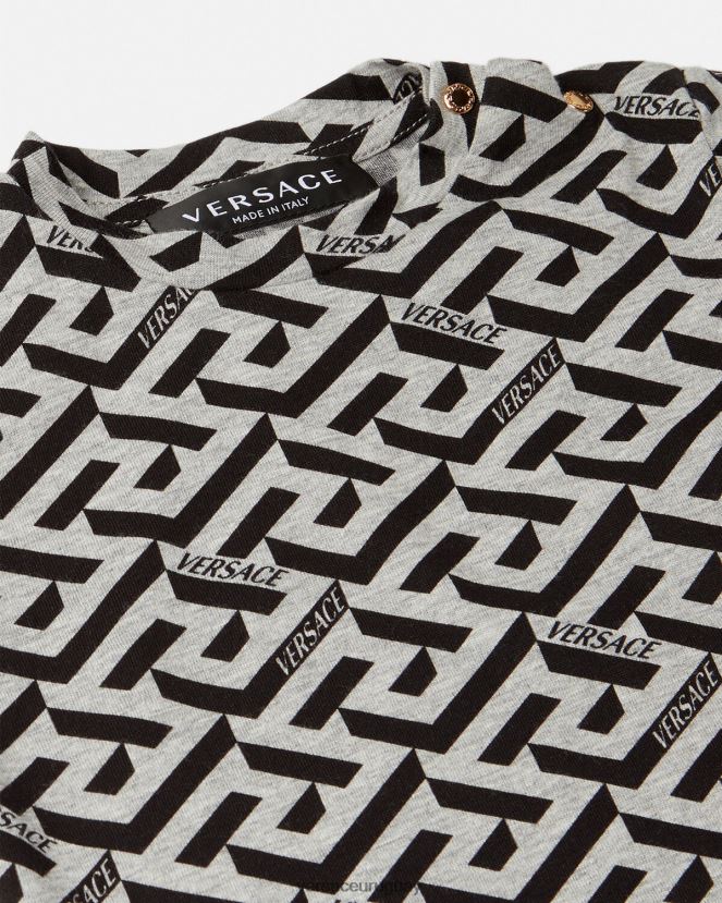 Versace camiseta para bebé la greca niños gris y estampado ropa H88R0H1910