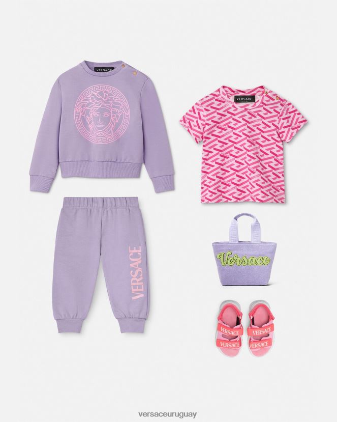 Versace camiseta para bebé la greca niños rosa ropa H88R0H1874
