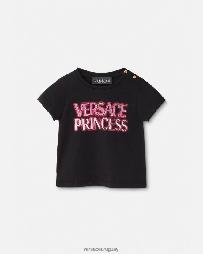 Versace camiseta para bebé logo "princesa" niños negro ropa H88R0H1867