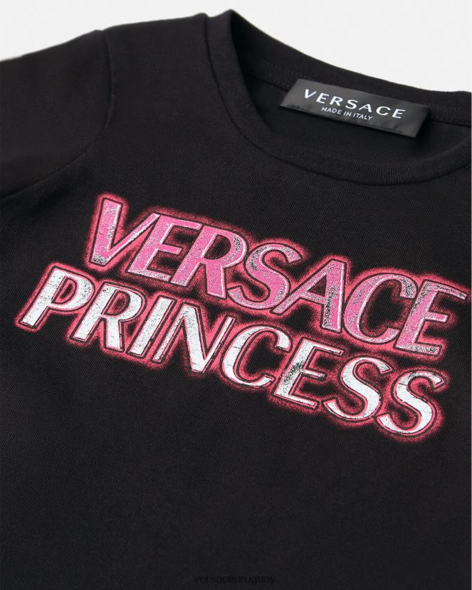 Versace camiseta para bebé logo \"princesa\" niños negro ropa H88R0H1867