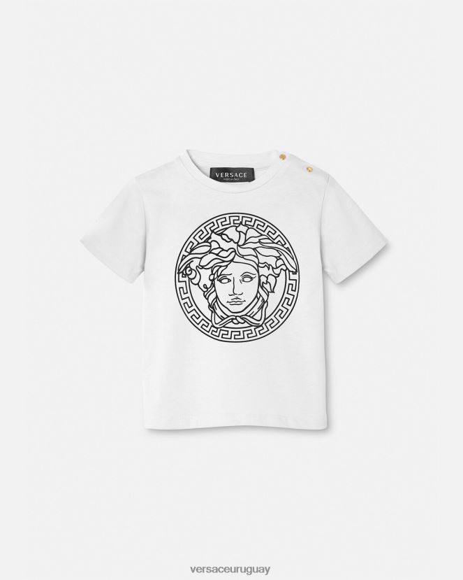 Versace camiseta para bebé medusa niños blanco negro ropa H88R0H1863