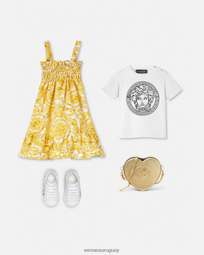 Versace camiseta para bebé medusa niños blanco negro ropa H88R0H1863