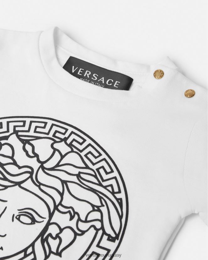 Versace camiseta para bebé medusa niños blanco negro ropa H88R0H1863