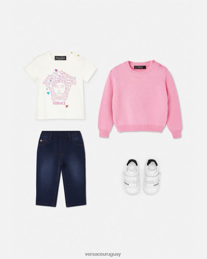 Versace camiseta para bebé medusa niños blanco y estampado ropa H88R0H1853
