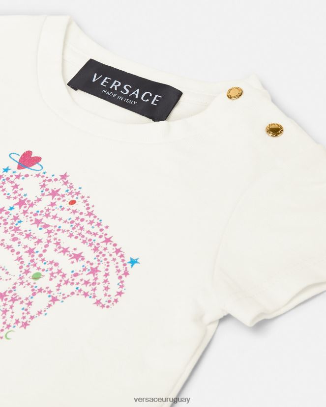 Versace camiseta para bebé medusa niños blanco y estampado ropa H88R0H1853