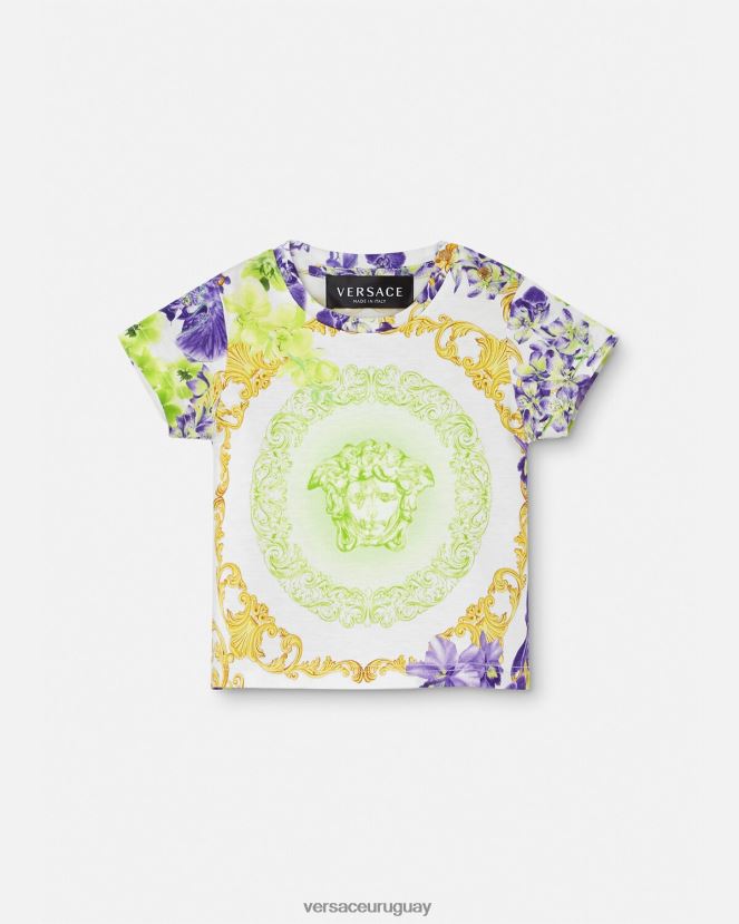 Versace camiseta para bebé orquídea medusa niños blanco y estampado ropa H88R0H1866