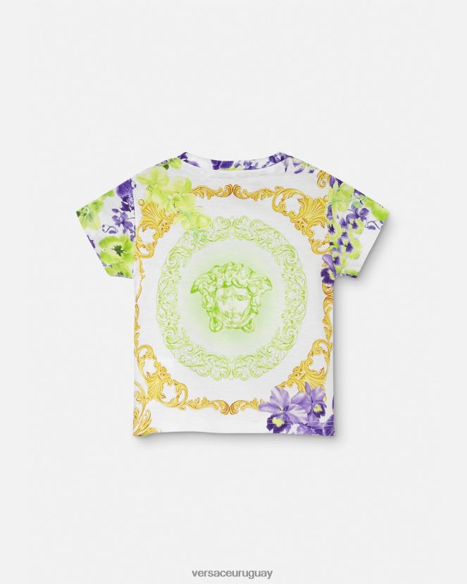 Versace camiseta para bebé orquídea medusa niños blanco y estampado ropa H88R0H1866