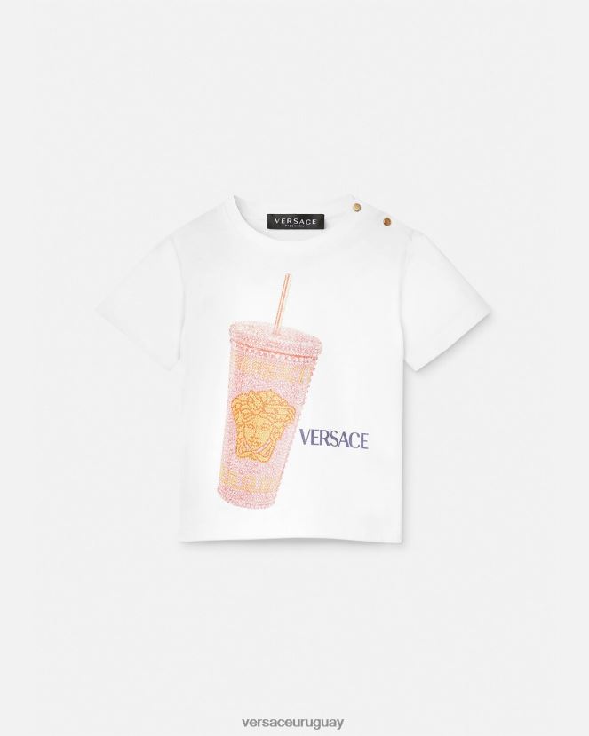 Versace taza de viaje camiseta para bebé niños blanco y estampado ropa H88R0H1924