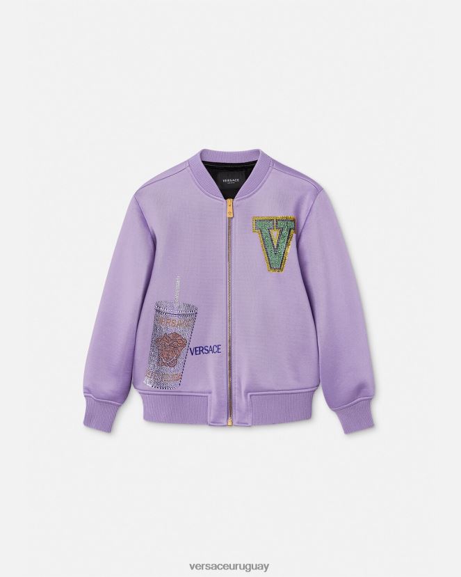 Versace chaqueta bomber con logo niños lila ropa H88R0H2016