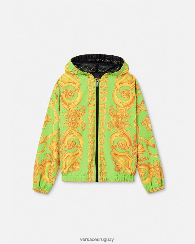Versace chaqueta cortavientos barroco 660 niños oro y verde ropa H88R0H2109