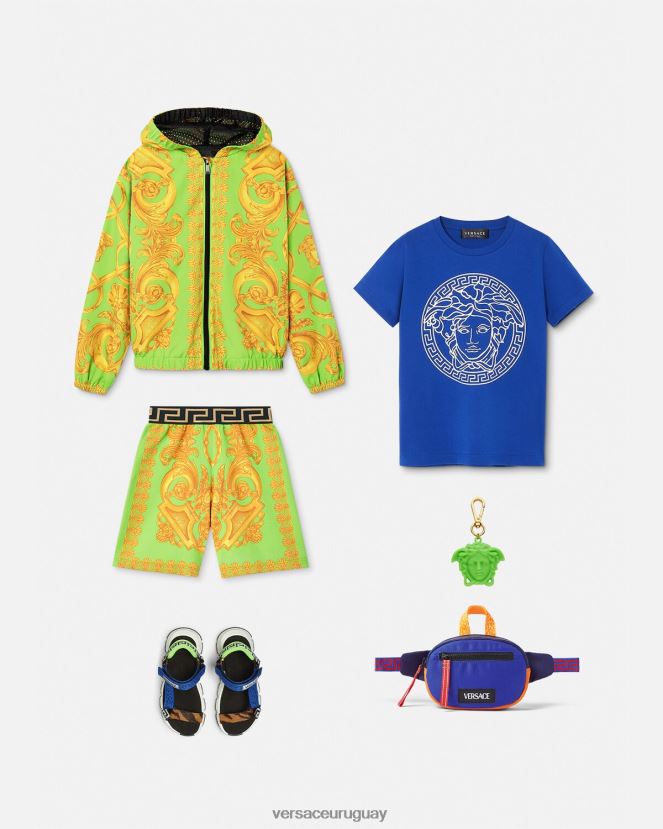 Versace chaqueta cortavientos barroco 660 niños oro y verde ropa H88R0H2109