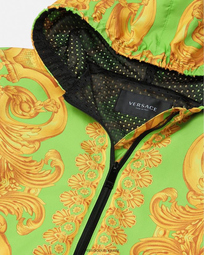 Versace chaqueta cortavientos barroco 660 niños oro y verde ropa H88R0H2109