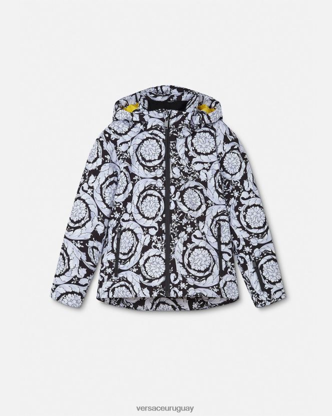 Versace chaqueta de esquí barroca plateada niños negro y gris ropa H88R0H1952