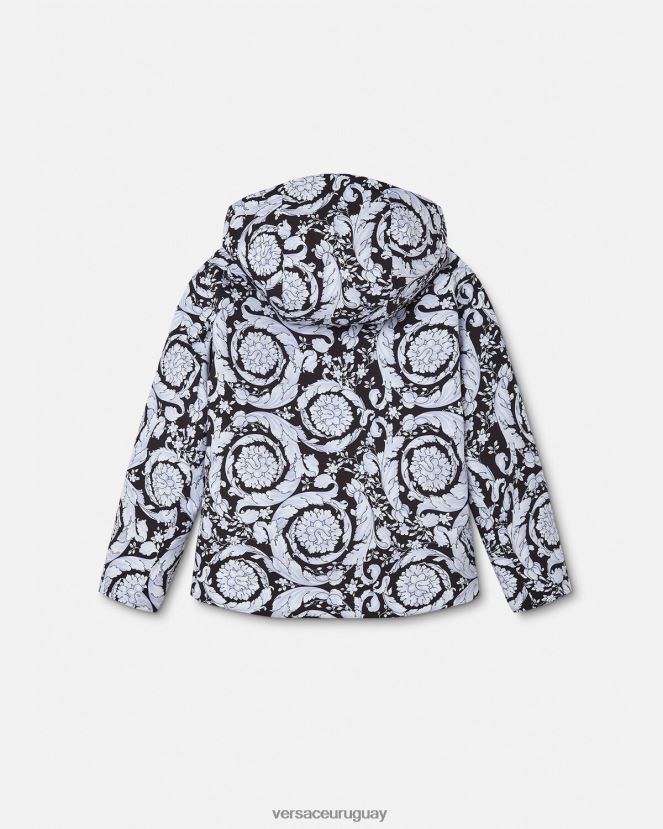 Versace chaqueta de esquí barroca plateada niños negro y gris ropa H88R0H1952