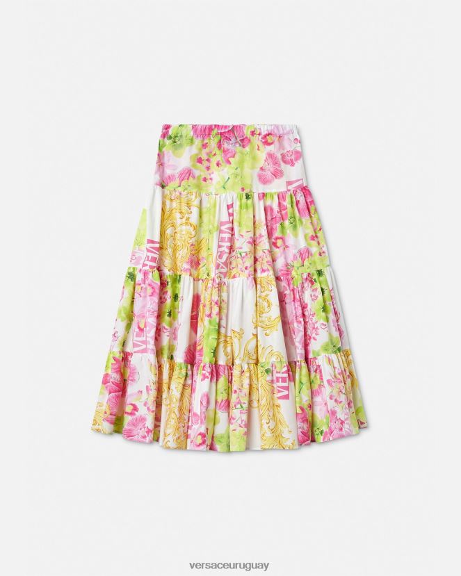 Versace falda larga con logo y orquídeas niños blanco y estampado ropa H88R0H1971