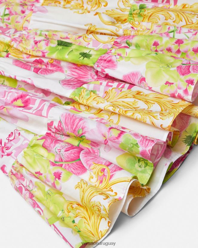 Versace falda larga con logo y orquídeas niños blanco y estampado ropa H88R0H1971