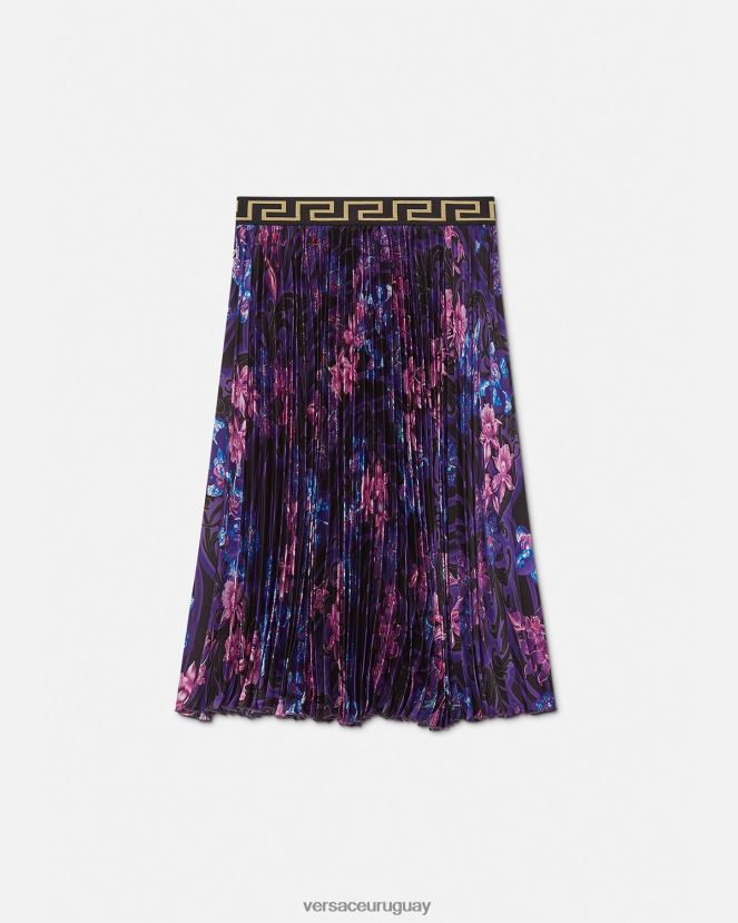 Versace falda plisada barroco orquídea niños violeta y estampado ropa H88R0H2006