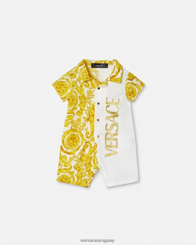 Versace mameluco de bebé barroco niños Oro blanco ropa H88R0H1819