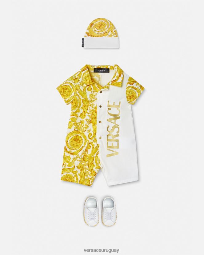 Versace mameluco de bebé barroco niños Oro blanco ropa H88R0H1819