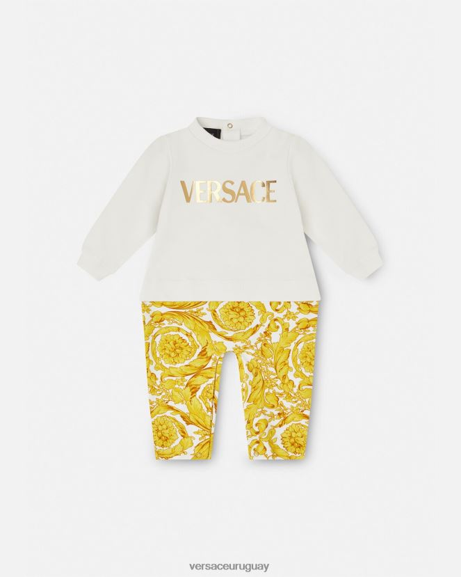 Versace mameluco de bebé barroco niños Oro blanco ropa H88R0H1821