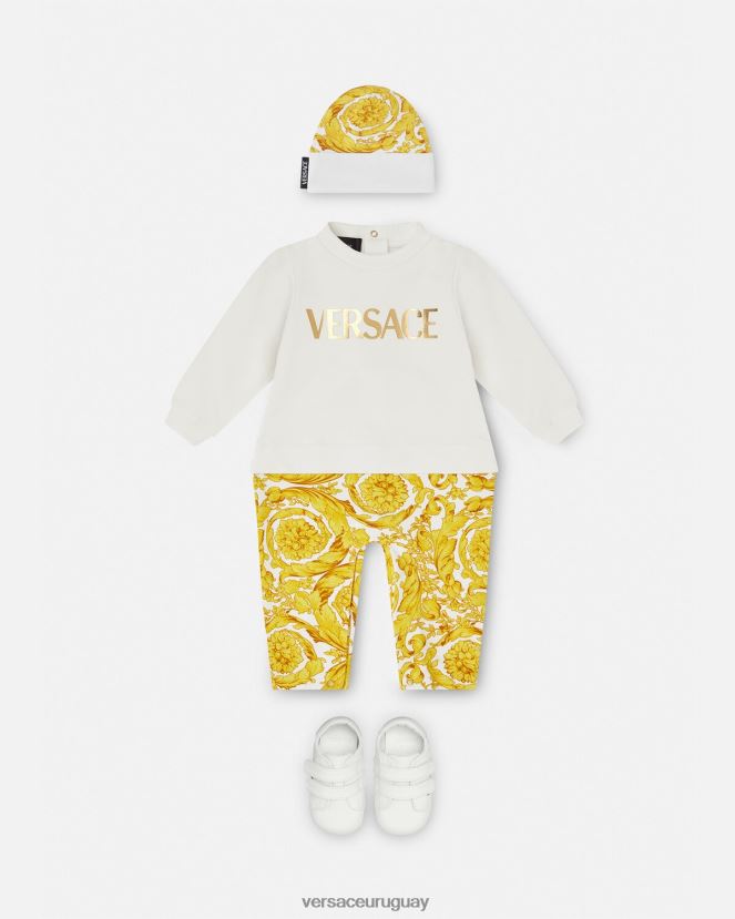 Versace mameluco de bebé barroco niños Oro blanco ropa H88R0H1821