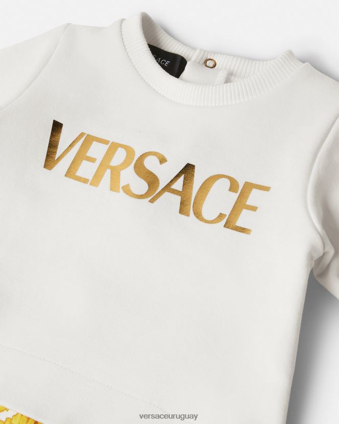 Versace mameluco de bebé barroco niños Oro blanco ropa H88R0H1821