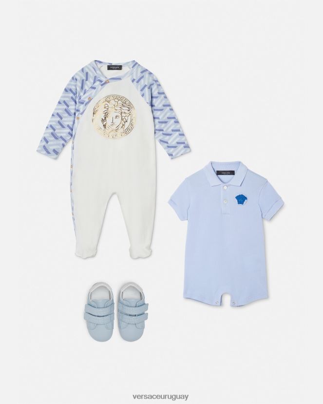 Versace mameluco del bebé de la medusa niños azul claro ropa H88R0H1833
