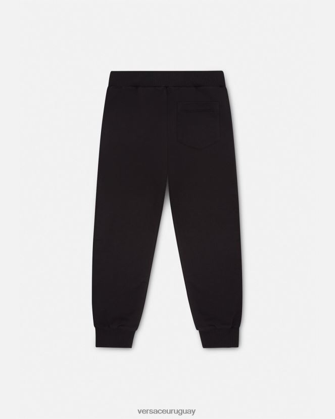 Versace pantalones de chándal con greca y cristales niños negro ropa H88R0H1999