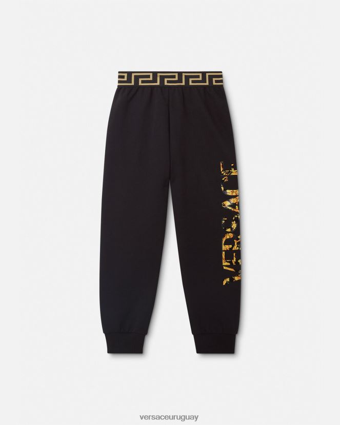 Versace pantalones de chándal con logo barroco niños negro ropa H88R0H1993