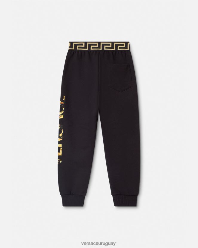 Versace pantalones de chándal con logo barroco niños negro ropa H88R0H1993