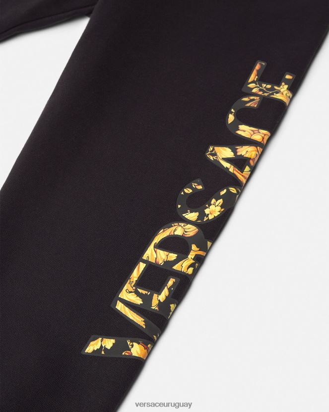 Versace pantalones de chándal con logo barroco niños negro ropa H88R0H1993