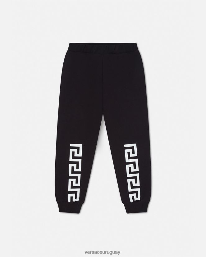 Versace pantalones deportivos con greca niños negro ropa H88R0H2099