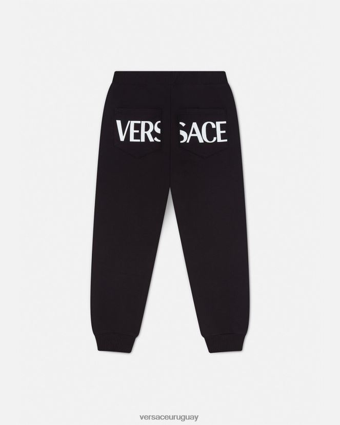 Versace pantalones deportivos con greca niños negro ropa H88R0H2099