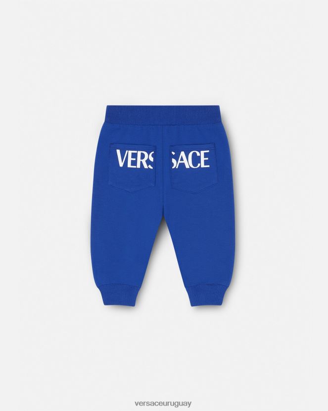 Versace pantalones deportivos con greca para bebé niños azul ropa H88R0H1890
