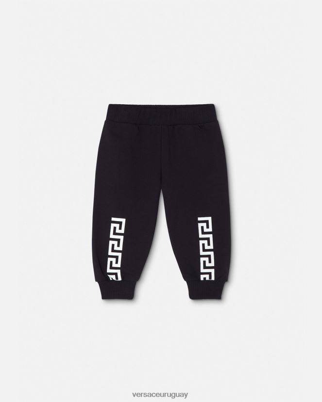 Versace pantalones deportivos con greca para bebé niños negro ropa H88R0H1907