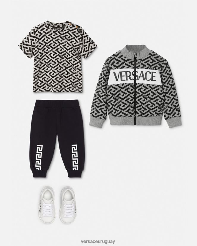 Versace pantalones deportivos con greca para bebé niños negro ropa H88R0H1907