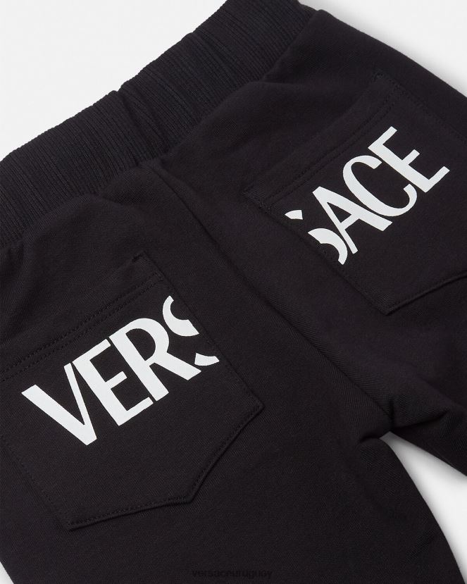 Versace pantalones deportivos con greca para bebé niños negro ropa H88R0H1907
