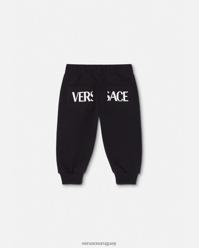 Versace pantalones deportivos con greca para bebé niños negro ropa H88R0H1907