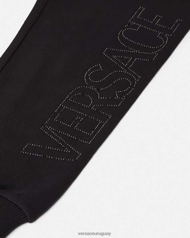 Versace pantalones deportivos con logo de cristal niños negro ropa H88R0H2010