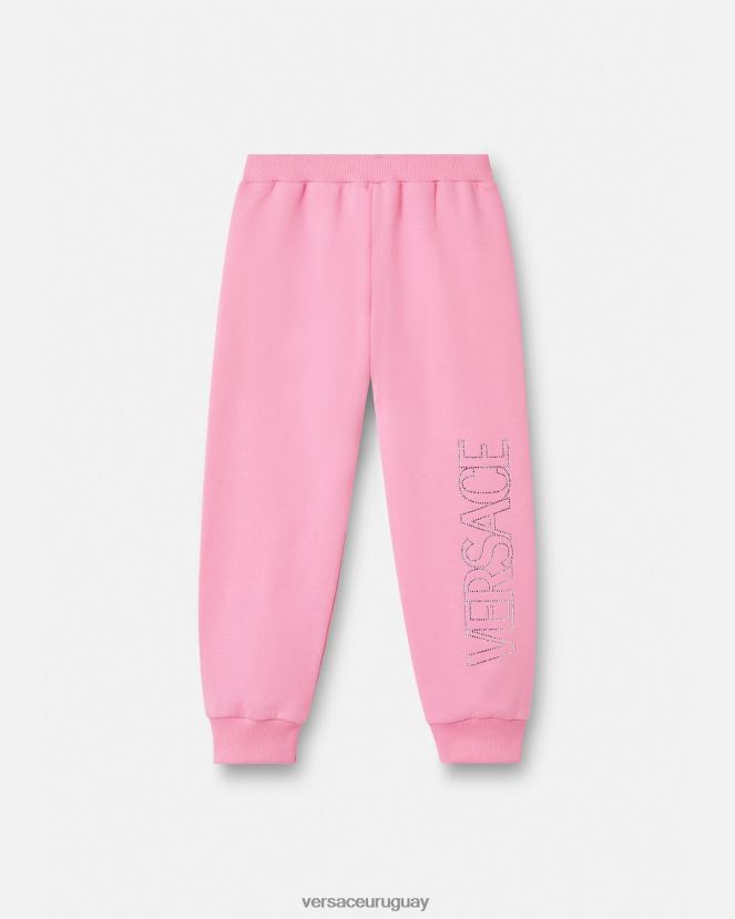 Versace pantalones deportivos con logo de cristal niños rosa ropa H88R0H2023