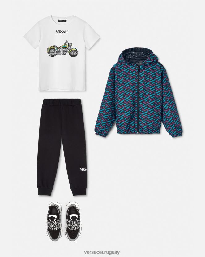Versace pantalones deportivos con logo niños negro ropa H88R0H2014