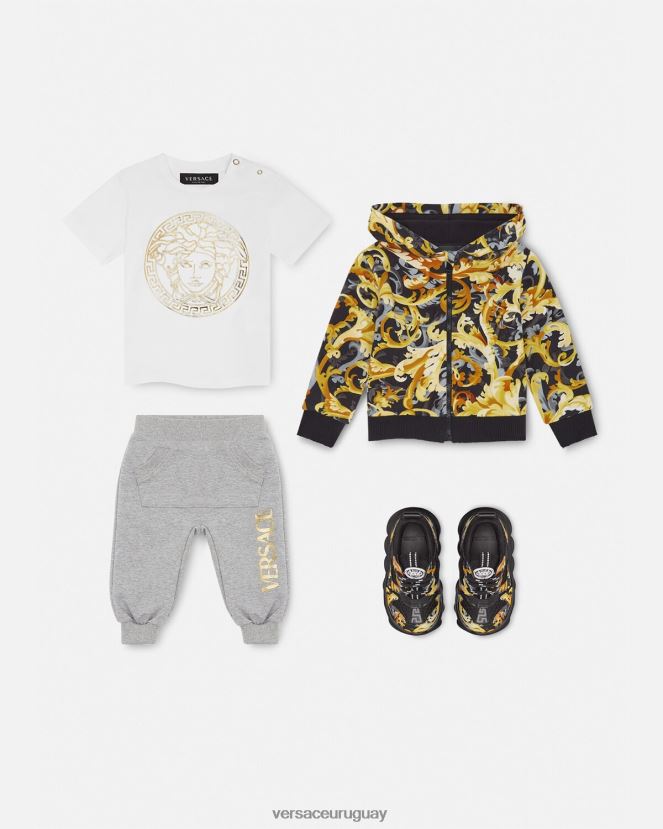 Versace pantalones deportivos con logo para bebé niños gris ropa H88R0H1862
