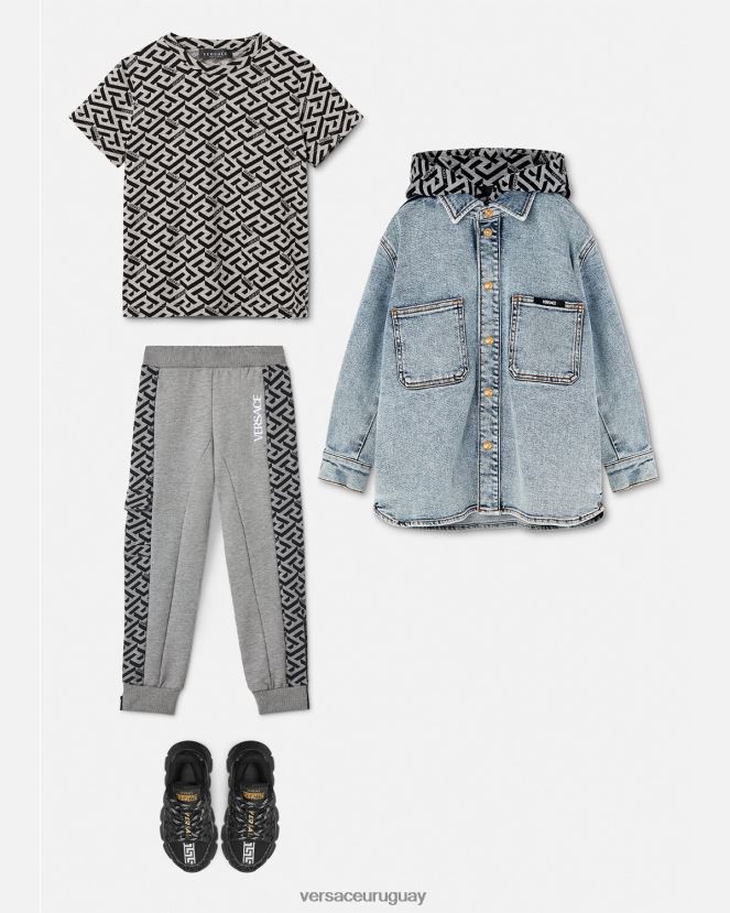 Versace pantalones deportivos la greca niños gris ropa H88R0H2114