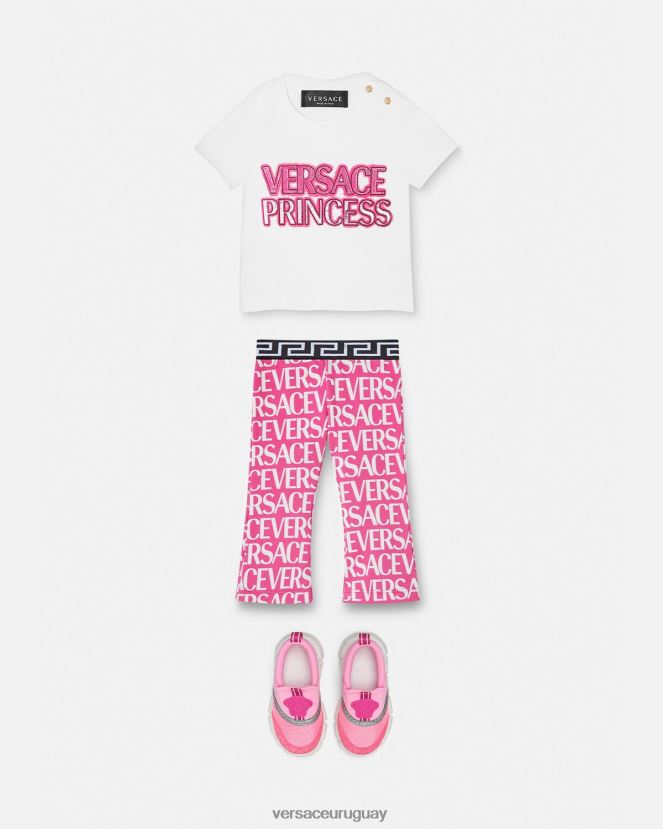 Versace pantalones deportivos para bebé niños rosa y estampado ropa H88R0H1873