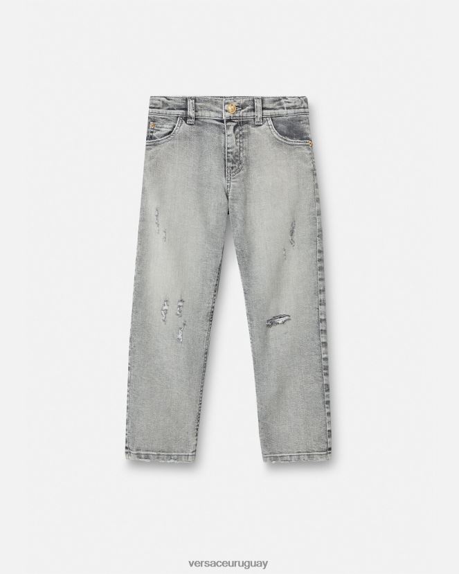 Versace jeans desgastados con medusa niños gris ropa H88R0H2135