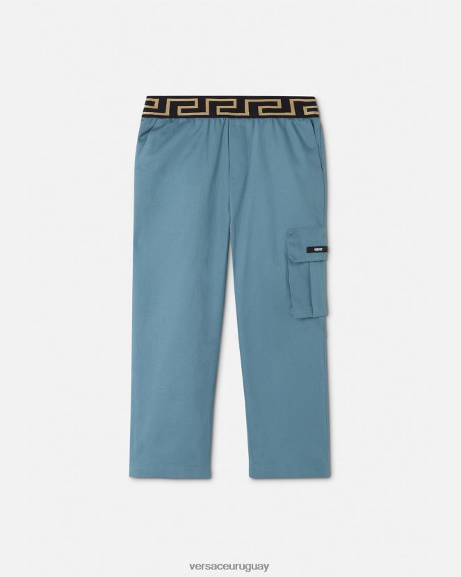 Versace pantalones con grecas niños azul ropa H88R0H2093