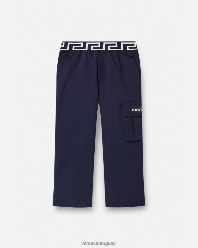 Versace pantalones con grecas niños azul ropa H88R0H2101